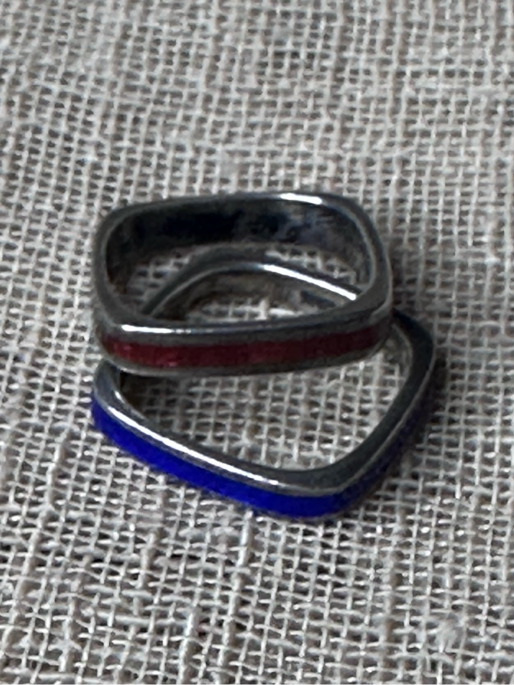 VTG Sterling Pair (2) Square Channel Inlay Rings 925